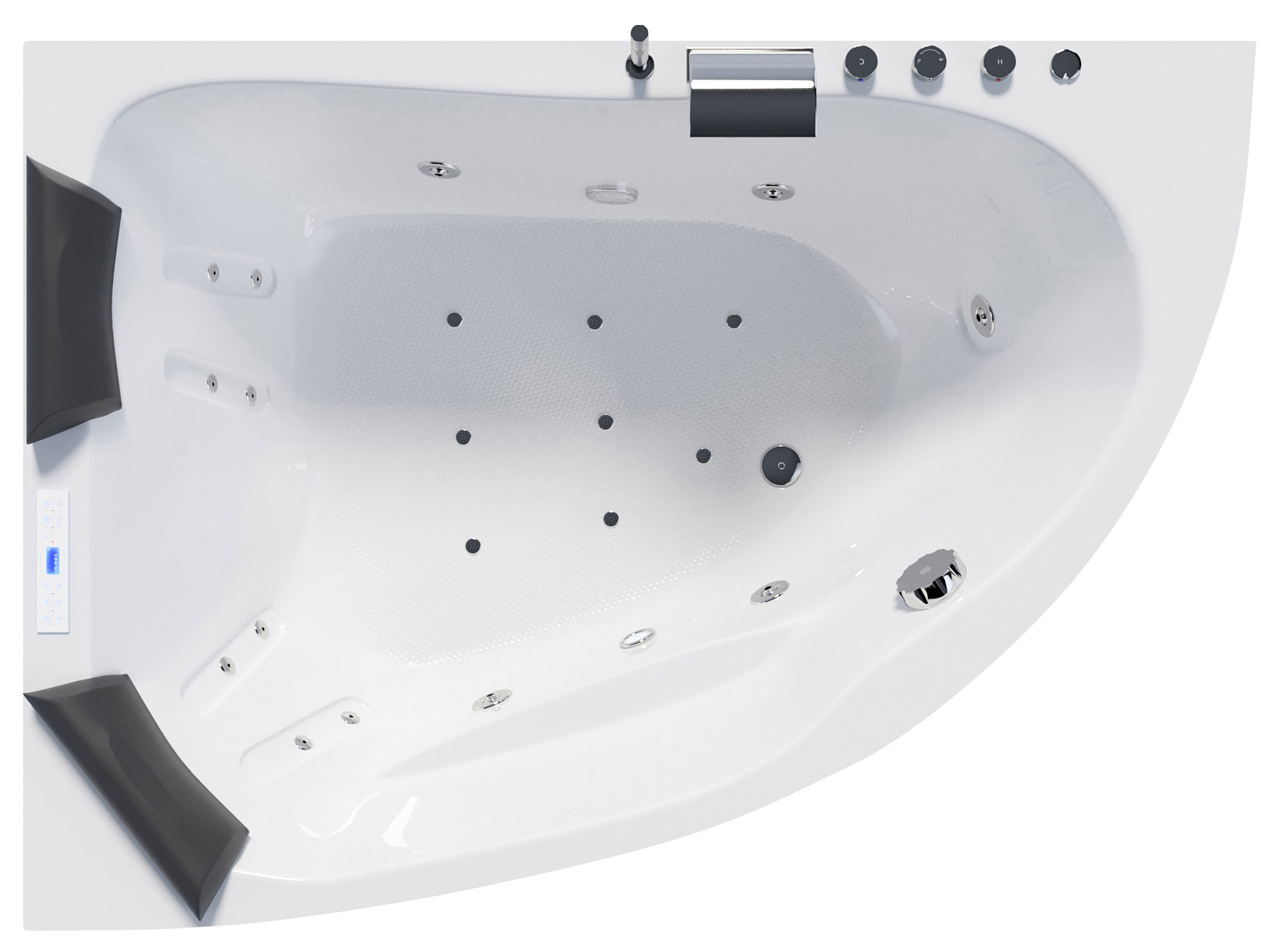 Langeck Whirlpool Royal XL 180x130 links Made in Germany 21 Düsen mit Armatur