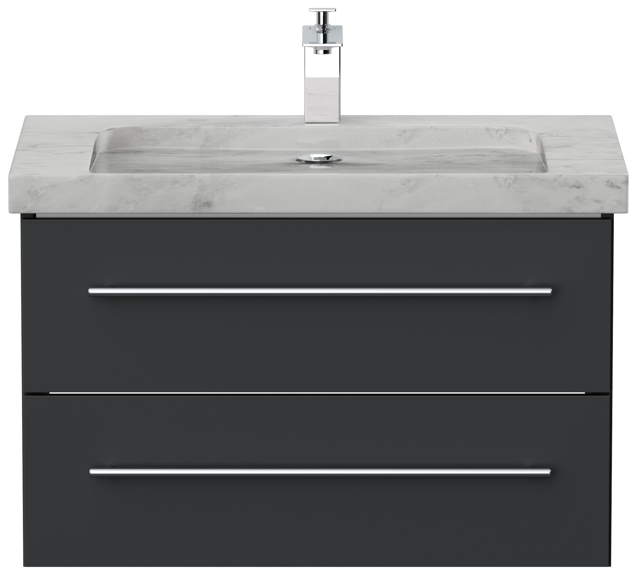 Badmöbel Marmor Carrara White Damo 75 cm 1 Hahnloch SoftClose grafit