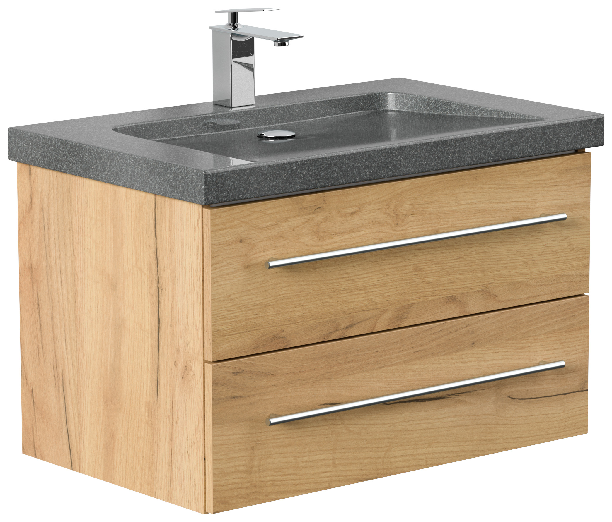 Badmöbel Granit G654 Damo 75cm 1 Hahnloch SoftClose eiche gold