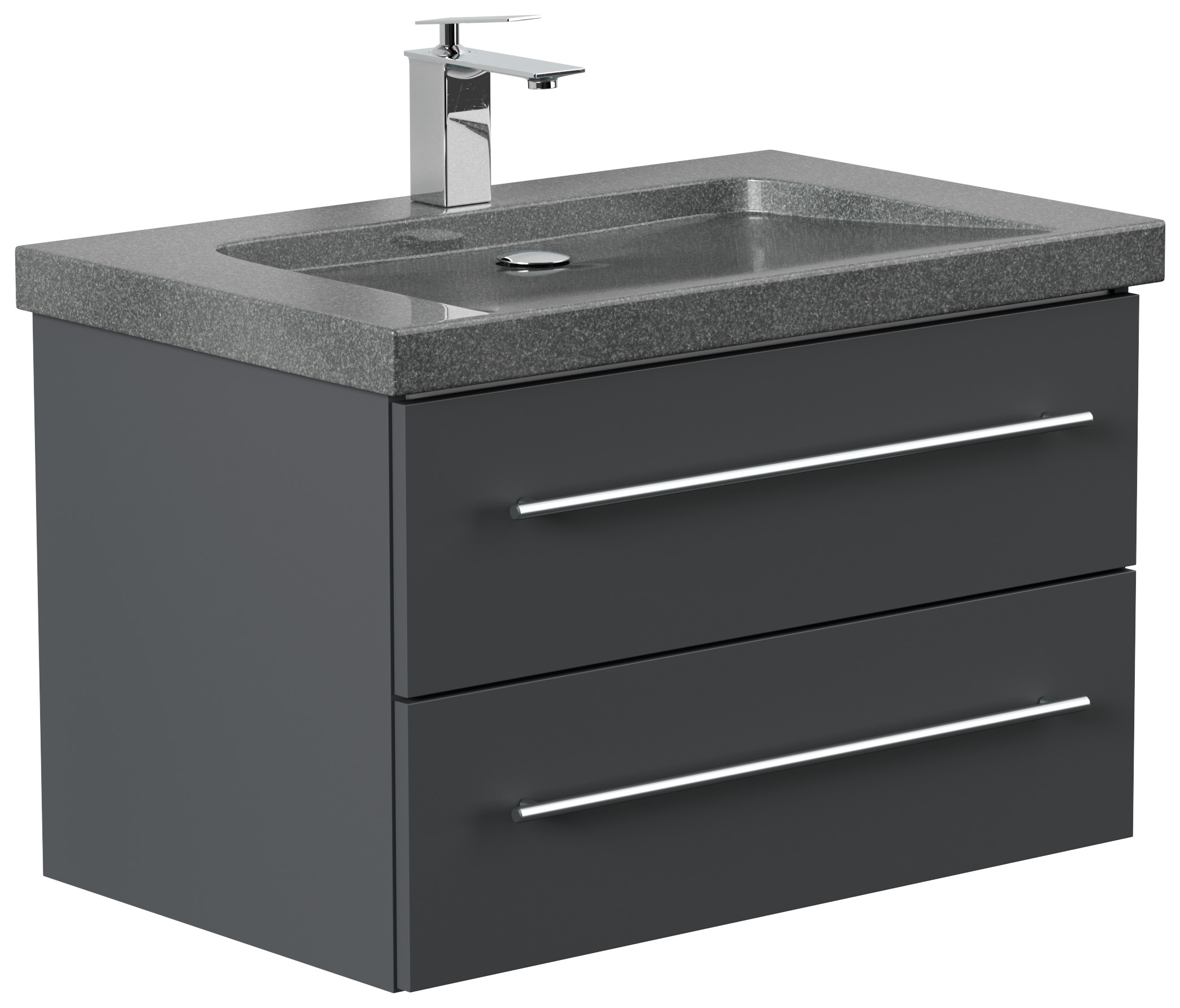 Badmöbel Granit G654 Damo 75cm 1 Hahnloch SoftClose grafit