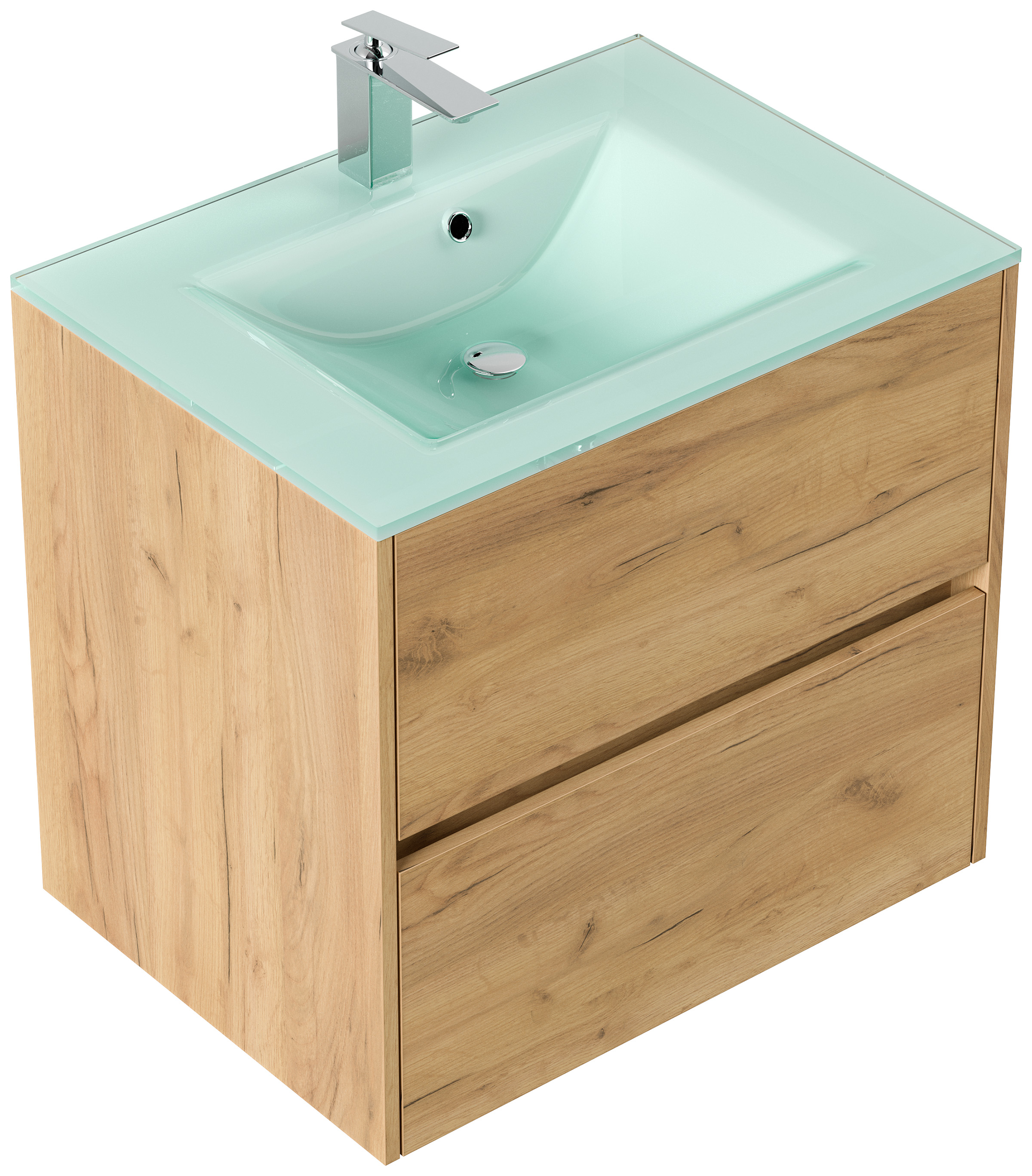 Badmöbel Lina & Waschtisch 70cm 2 Greifraum SoftClose Auszüge eiche gold