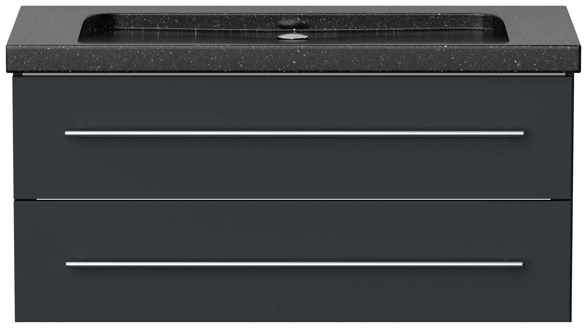 Badmöbel Granit Galaxy Black Damo 100 cm ohne Hahnloch SoftClose grafit