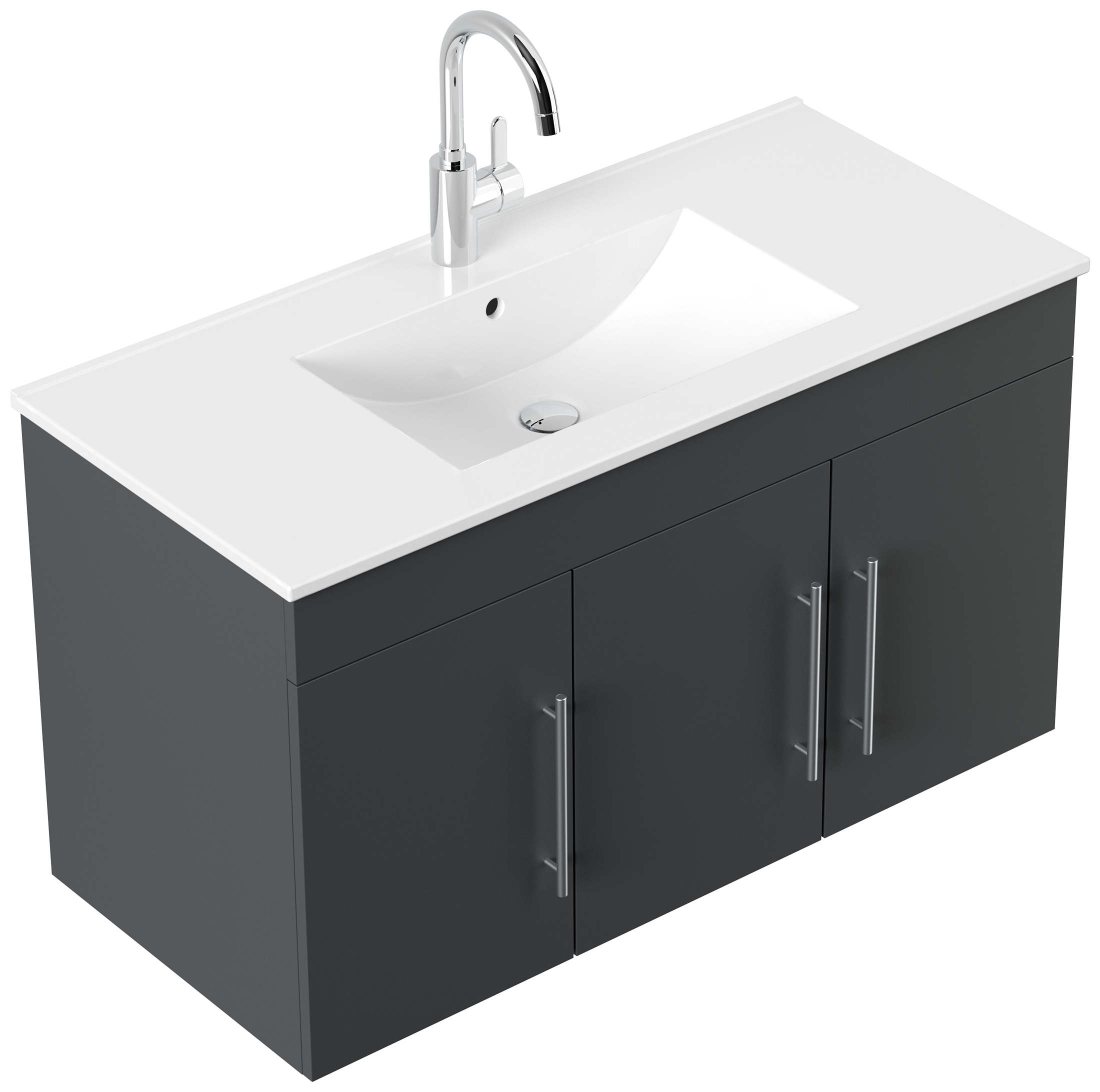 Badmöbel Venezia weiss hochglanz Waschtisch mit 3 Softclose Türen