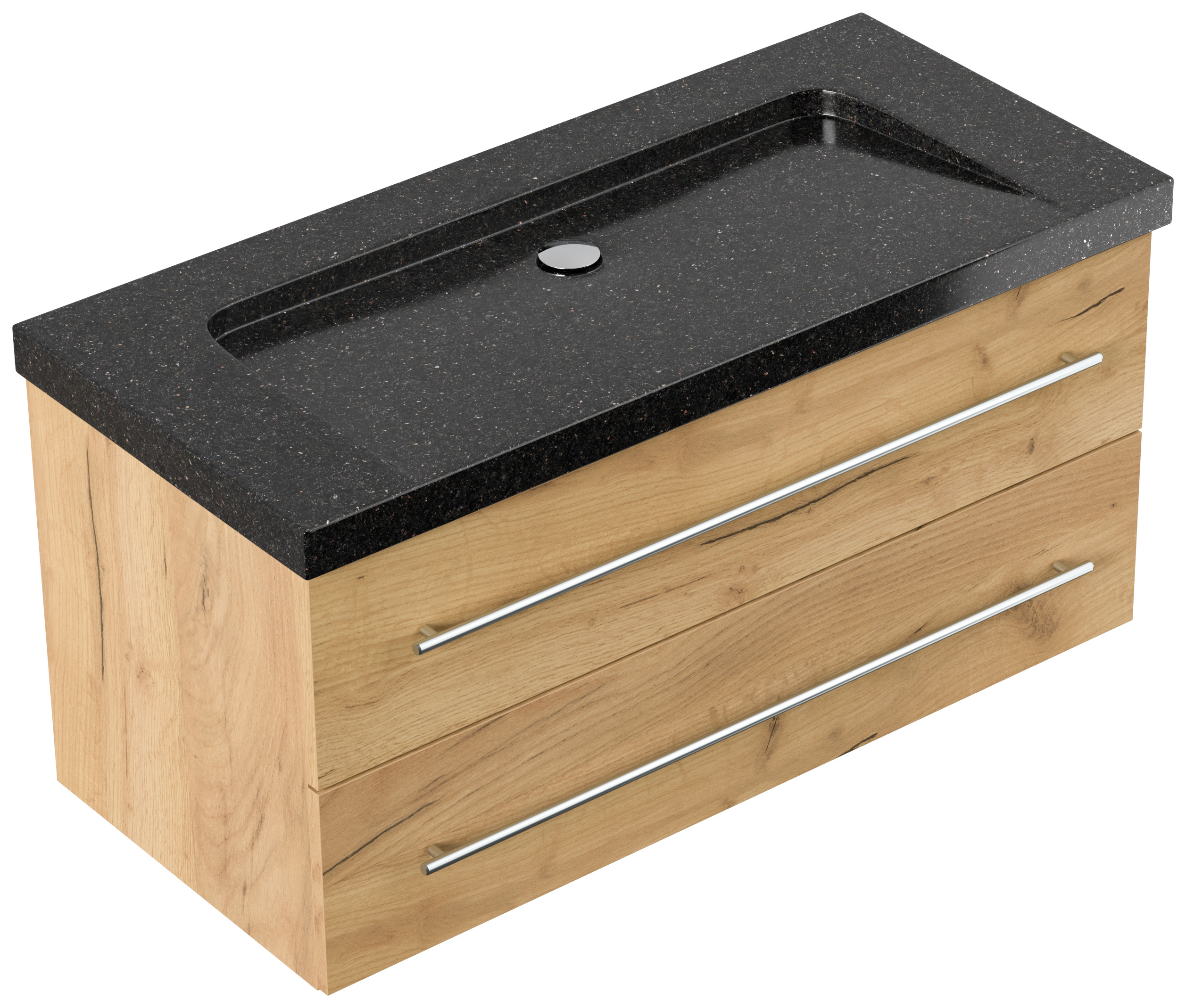 Badmöbel Granit Galaxy Black Damo 100 cm ohne Hahnloch SoftClose grafit