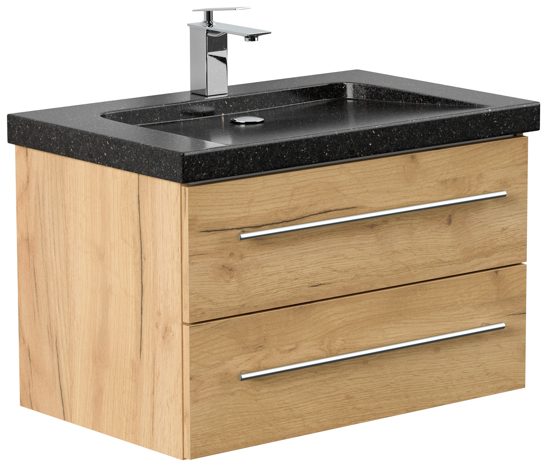 Badmöbel Granit Galaxy Black Damo 75 cm 1 Hahnloch SoftClose weiß hochglanz