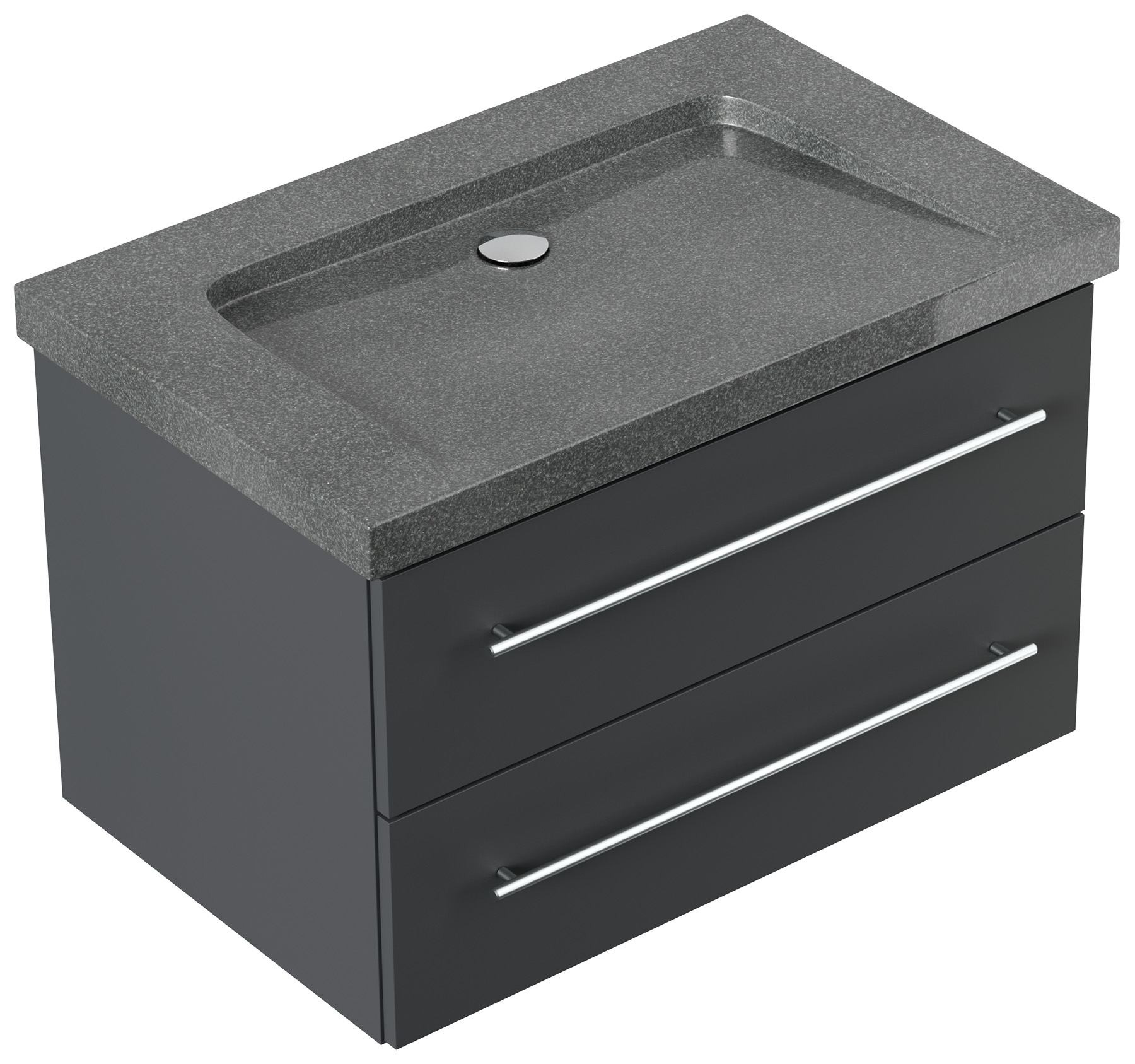 Badmöbel Granit G654 Damo 75 cm ohne Hahnloch SoftClose grafit