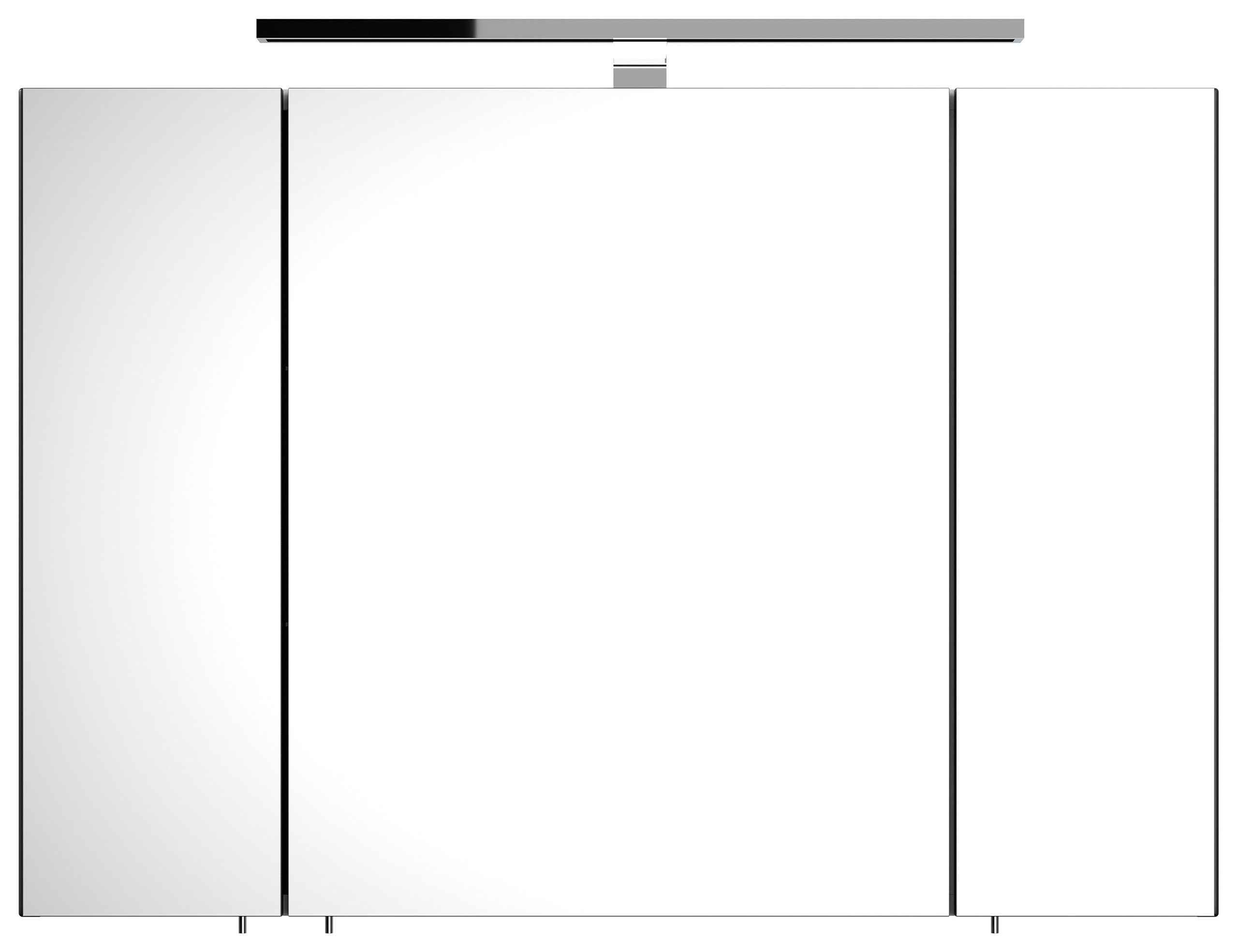 Spiegelschrank 90cm inkl. Design LED-Lampe und Glasböden schwarz
