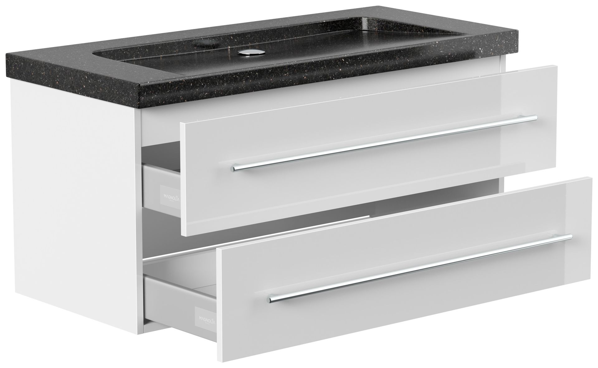 Badmöbel Granit Galaxy Black Damo 100 cm ohne Hahnloch SoftClose grafit