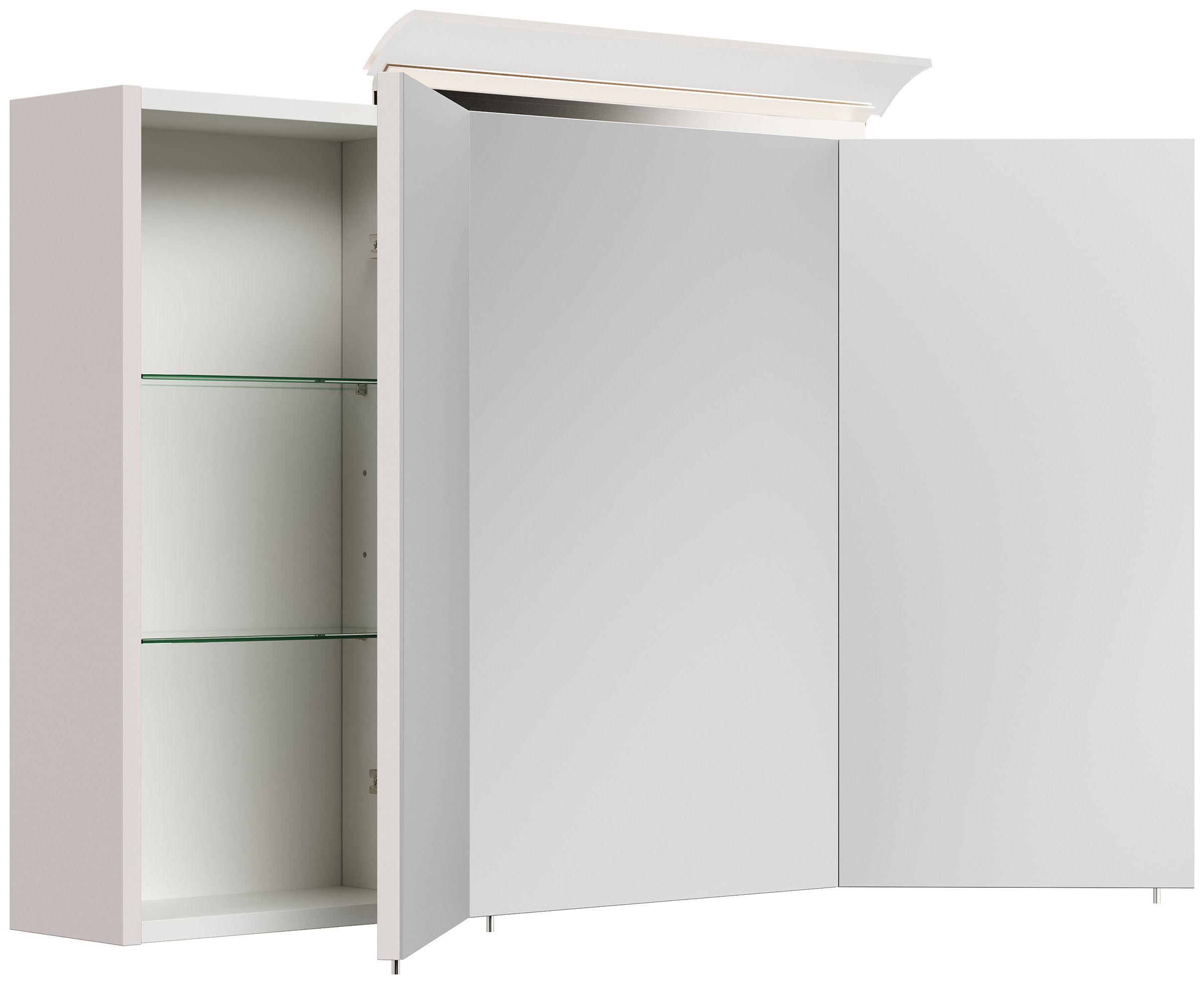 Spiegelschrank 100cm inkl. Design LED-Lampe und Glasböden eiche gold